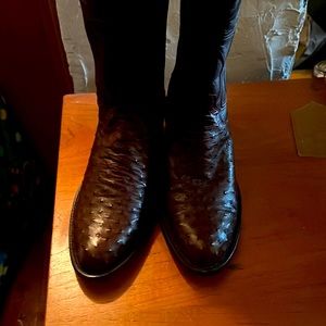 Chocolate ostrich cowboy boots